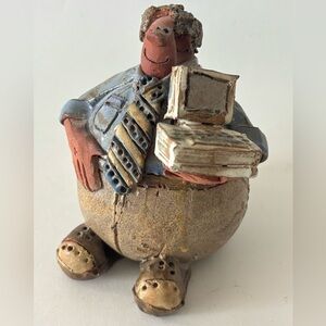 Sara Meadows Balloon People Business Man With Computer Hand Made Clay Figurine